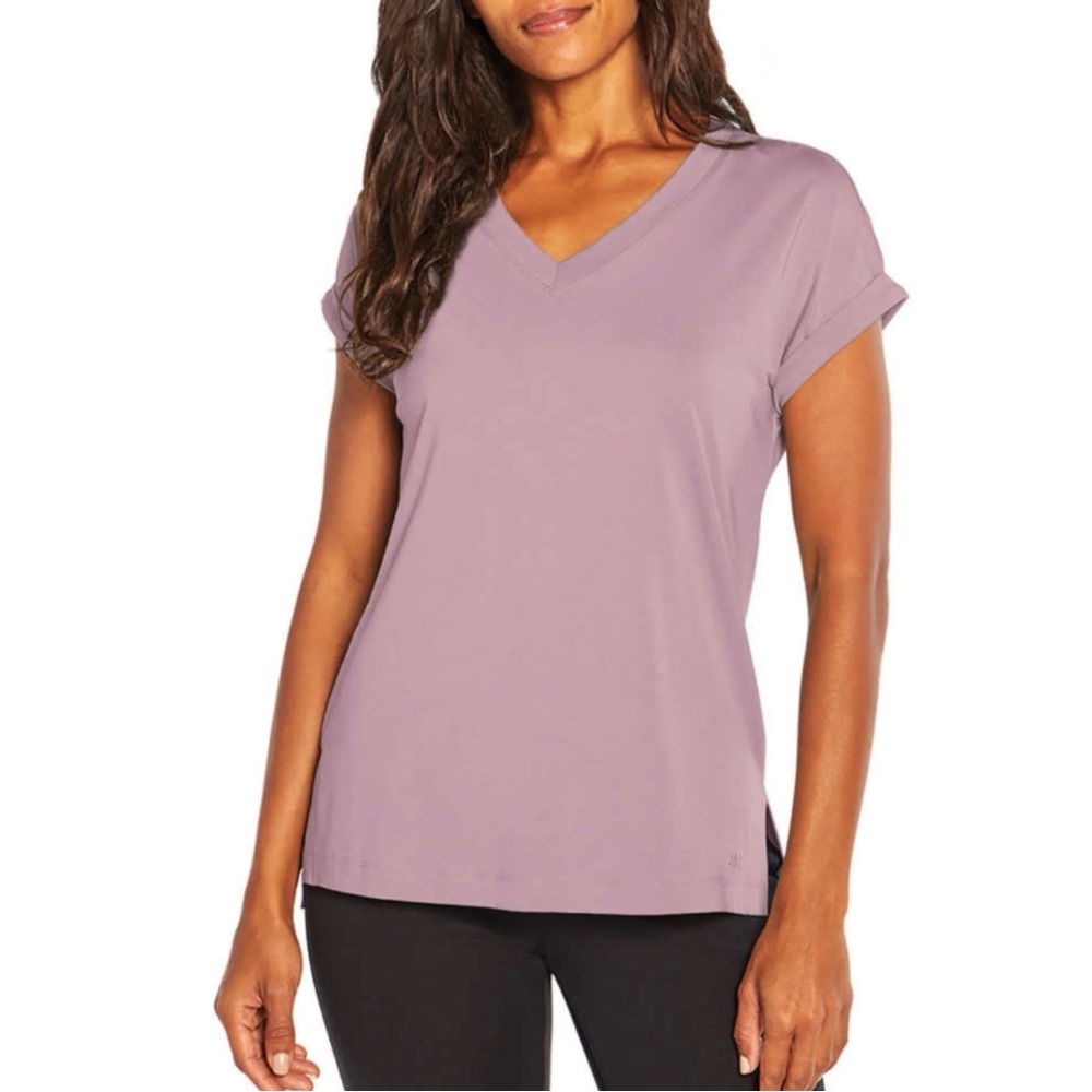 Banana Republic V-Neck Short Sleeve Top in Dusty Lavender